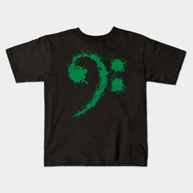 Bass Clef Green - Cool Funny Music Lovers Gift Kids T-Shirt by DnB